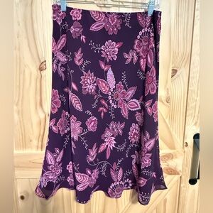 New York & Company Purple Floral A-Line Skirt